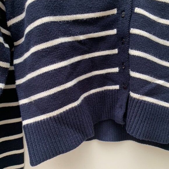 Zara Navy Striped Cropped Cardigan - Picture 5 of 9